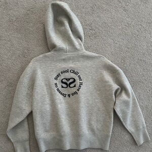 Sandro Paris Hoodie “Stay Cool Chill Out”. Fulll zip. Size 1